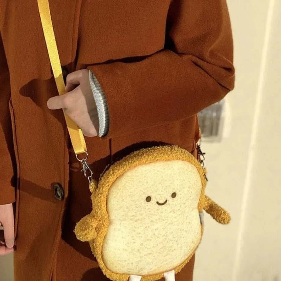 Le toast - sac à bandoulière en peluche