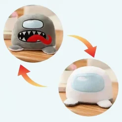 Peluche Among Us réversible gris blanc douce et amusante