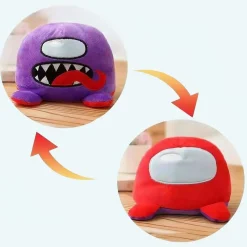 Peluche Among Us violet rouge réversible amusant doux