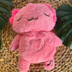 Peluche axolotl rose douce veilleuse musicale enfant