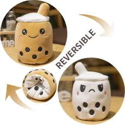Peluche bubble tea réversible gentil ou méchant