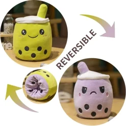 Peluche bubble tea réversible gentil ou méchant