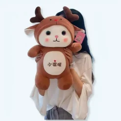 Peluche chat cerf doux câlin hiver décoration festive