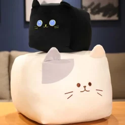 Peluche chat en forme de boîte