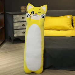 Peluche chat xxl jaune aux petits bras