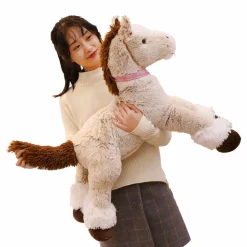 Peluche cheval beige doux enfant confort couchage