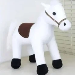 Peluche cheval blanc doux enfant câlin animal tendre