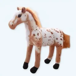 Peluche cheval blanc marron doux compagnon enfant