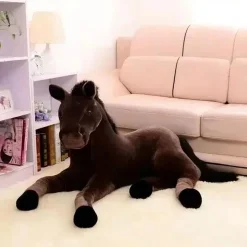 Peluche cheval marron doux enfant câlin réaliste