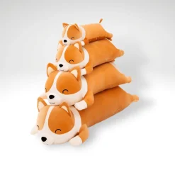 Peluche chien corgi orange