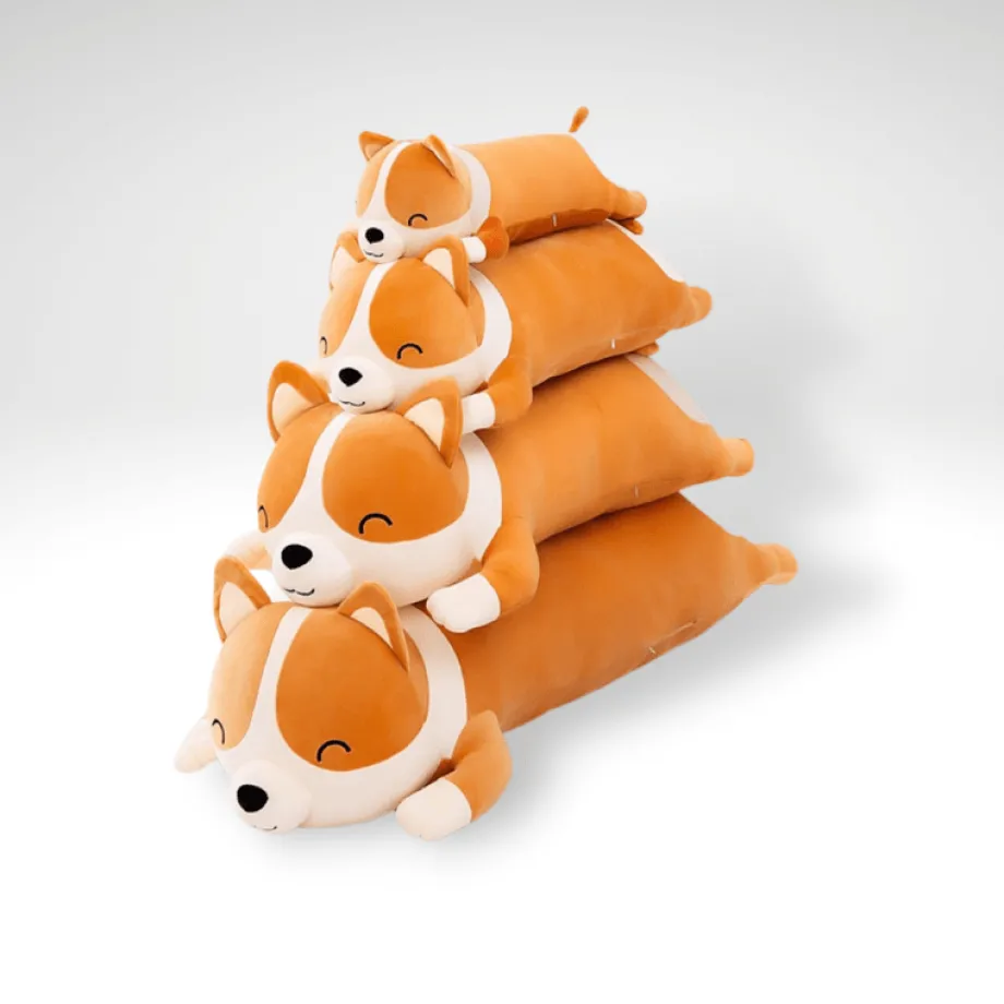 Peluche chien corgi orange