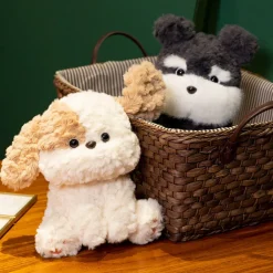 Peluche chien fourrure épaisse mignonne noir