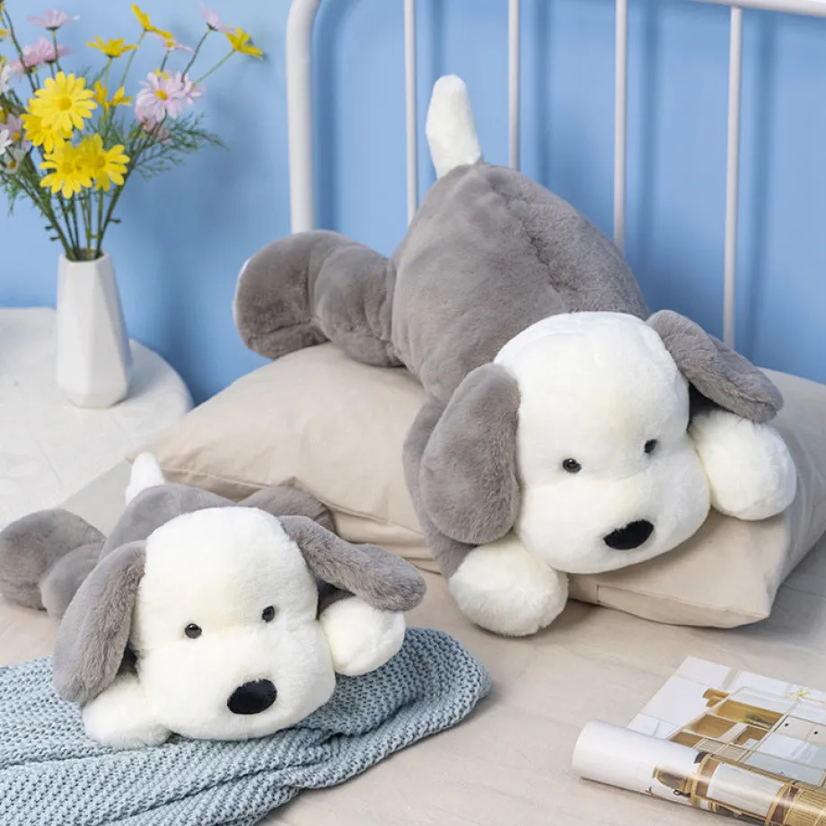 Peluche chien gris toute douce