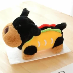 Peluche chien saucisse noir hot dog