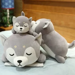 Peluche chien shiba inu gris