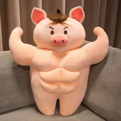 Peluche cochon bodybuildé brun
