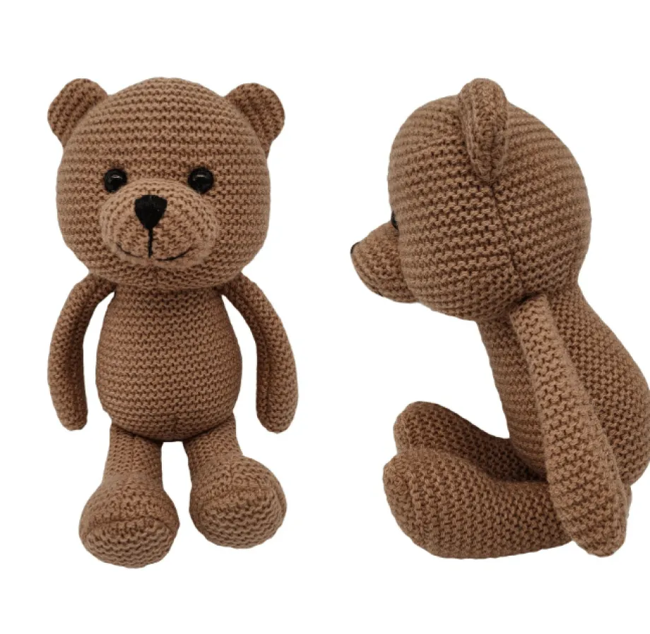 Peluche crochet ourson marron et blanc
