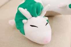 Peluche dragon long blanc et vert