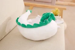 Peluche dragon long blanc et vert