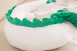 Peluche dragon long blanc et vert