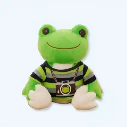 Peluche grenouille photographe douce peluche verte amusante