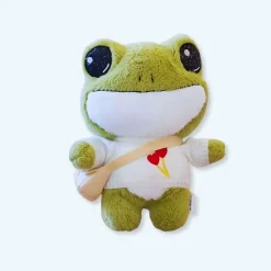 Peluche grenouille verte douce avec pull hiver câlin