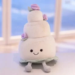 Peluche gâteau blanc avec des roses Saint-Valentin