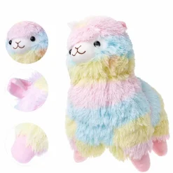 Peluche lama arc-en-ciel doux câlin décor pastel