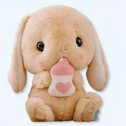 Peluche lapin doux avec biberon câlin enfant