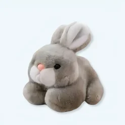 Peluche lapin gris doux câlin enfant univers apaisant
