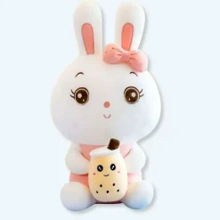 Peluche lapin kawaii bubble tea doux enfant câlin