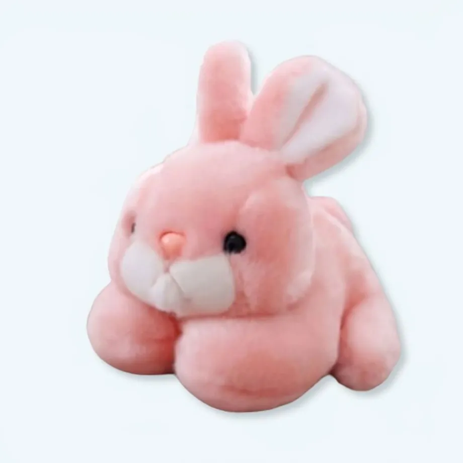 Peluche lapin rose câlin enfant doux pelage chaleureux