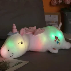 Peluche licorne blanche veilleuse lumineuse et magique