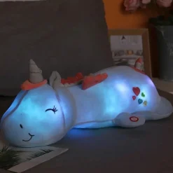 Peluche licorne bleu veilleuse lumineuse et magique