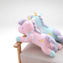 Peluche licorne bonbon bleu et rose