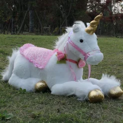 Peluche licorne cheval blanc doux câlin enfant rêve