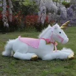 Peluche licorne cheval blanc doux câlin enfant rêve