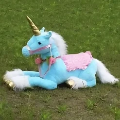 Peluche licorne cheval bleu géant doux enfant rêve