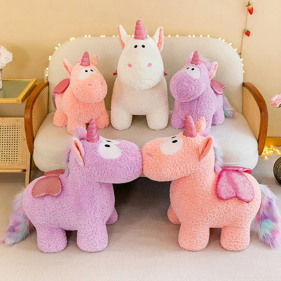 Peluche licorne coloré magique avec ailes pailletées