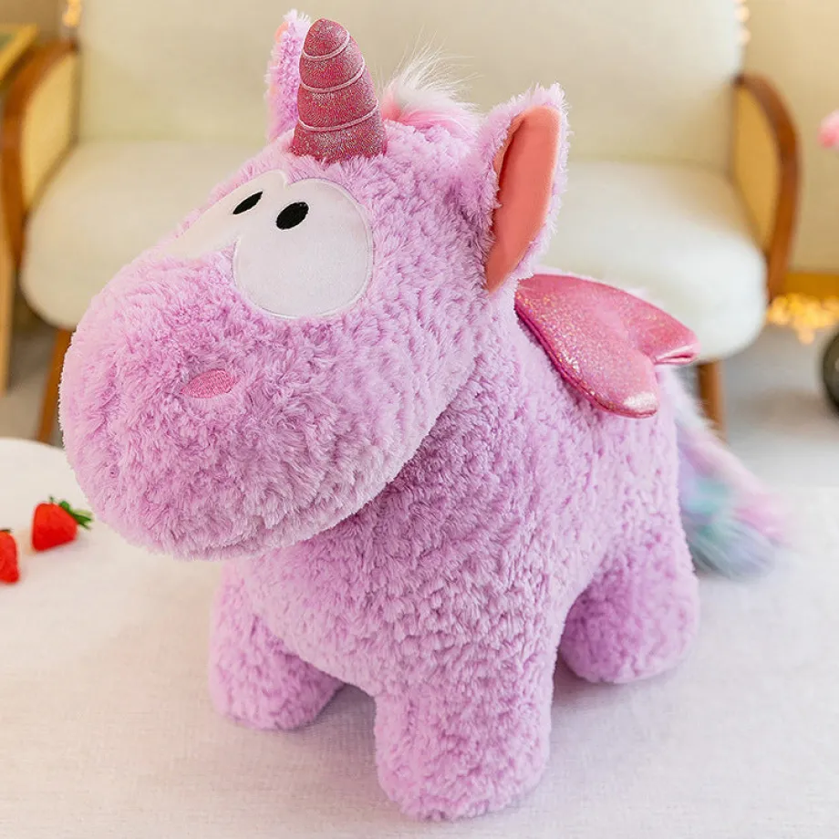 Peluche licorne coloré magique avec ailes pailletées