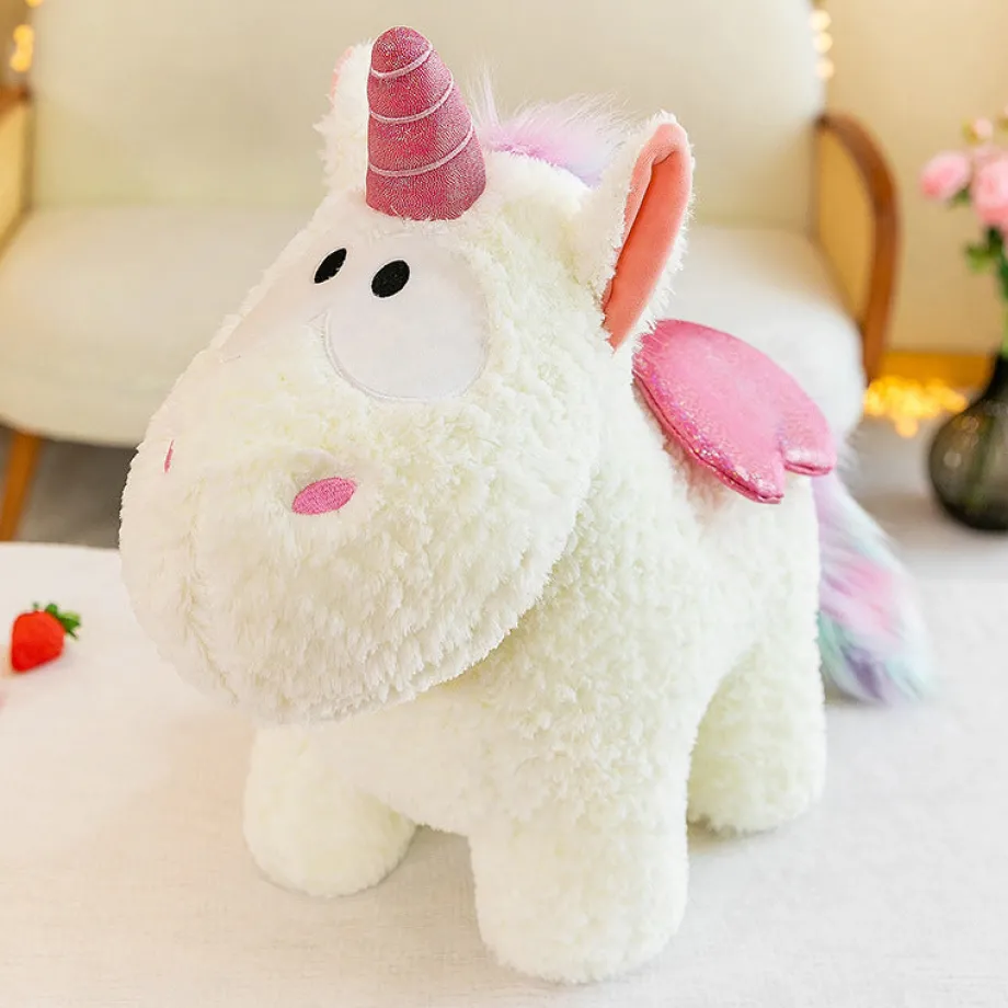 Peluche licorne coloré magique avec ailes pailletées