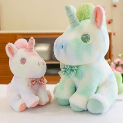 Peluche licorne douce pastel et arc en ciel