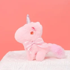 Peluche licorne miniature douce avec nœud et cornet pailleté