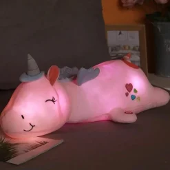 Peluche licorne rose veilleuse lumineuse et magique