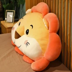 Peluche lion coussin orange