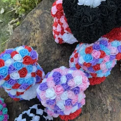 Peluche ourson en rose cœur bicolore Saint-Valentin