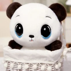 Peluche panda aux grands yeux bleus