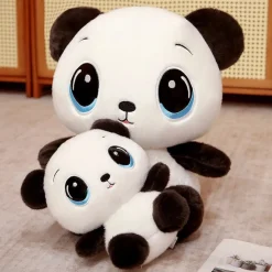 Peluche panda aux grands yeux bleus