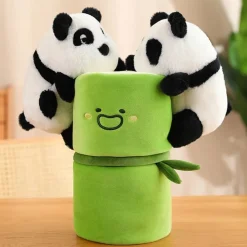 Peluche panda blanc avec son bambou