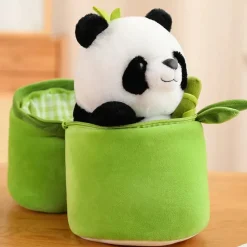 Peluche panda blanc avec son bambou